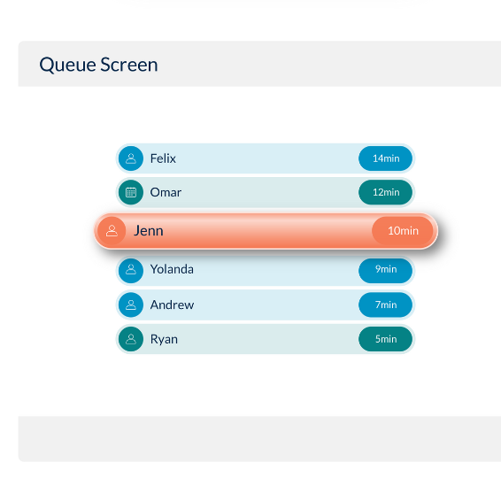 easily view ticket details and service metrics from the queue screen