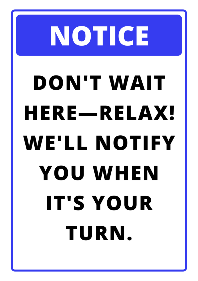 Blue and white simple notice sign poster